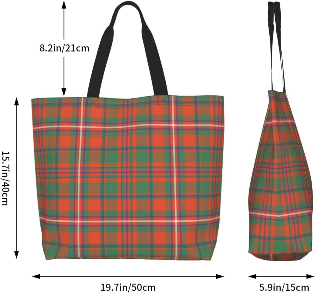 Modern Tartan Tote Bag For Women Weekender Travel Bag Reusable Grocery Bags Large Totes Handbags