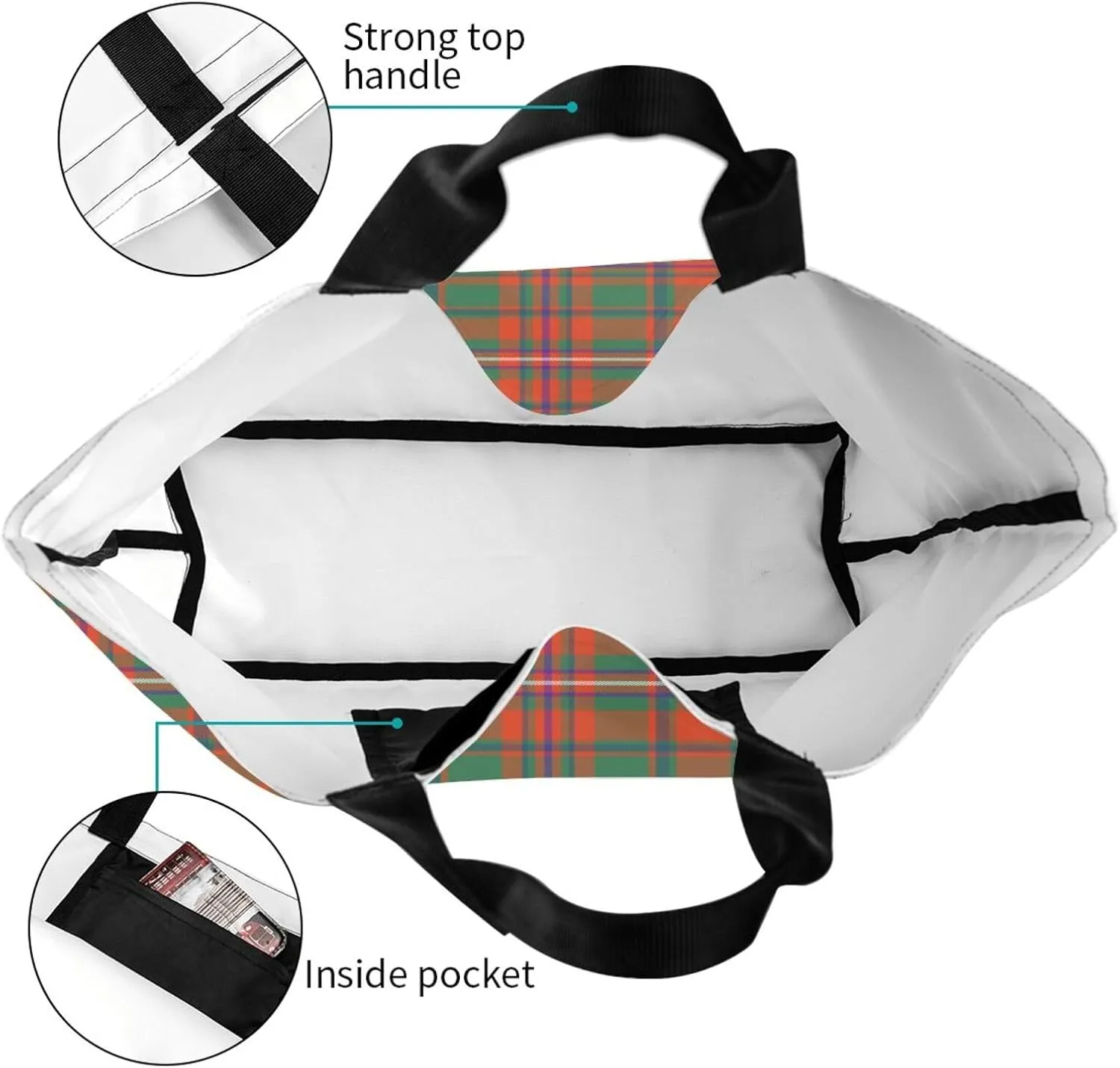 Modern Tartan Tote Bag For Women Weekender Travel Bag Reusable Grocery Bags Large Totes Handbags