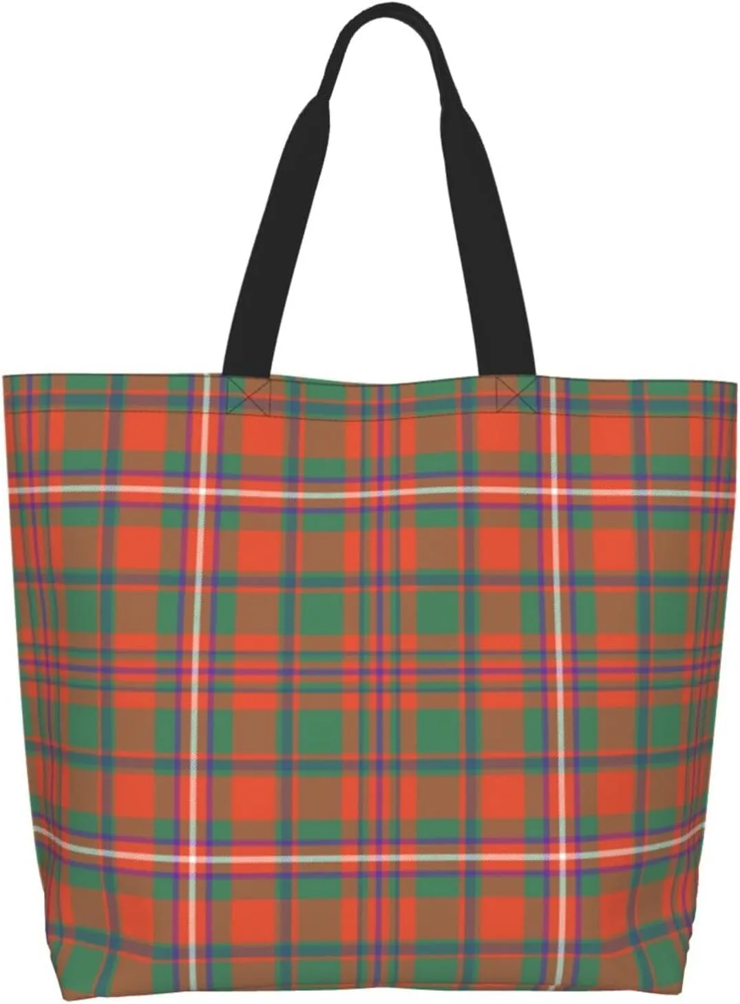 Modern Tartan Tote Bag For Women Weekender Travel Bag Reusable Grocery Bags Large Totes Handbags