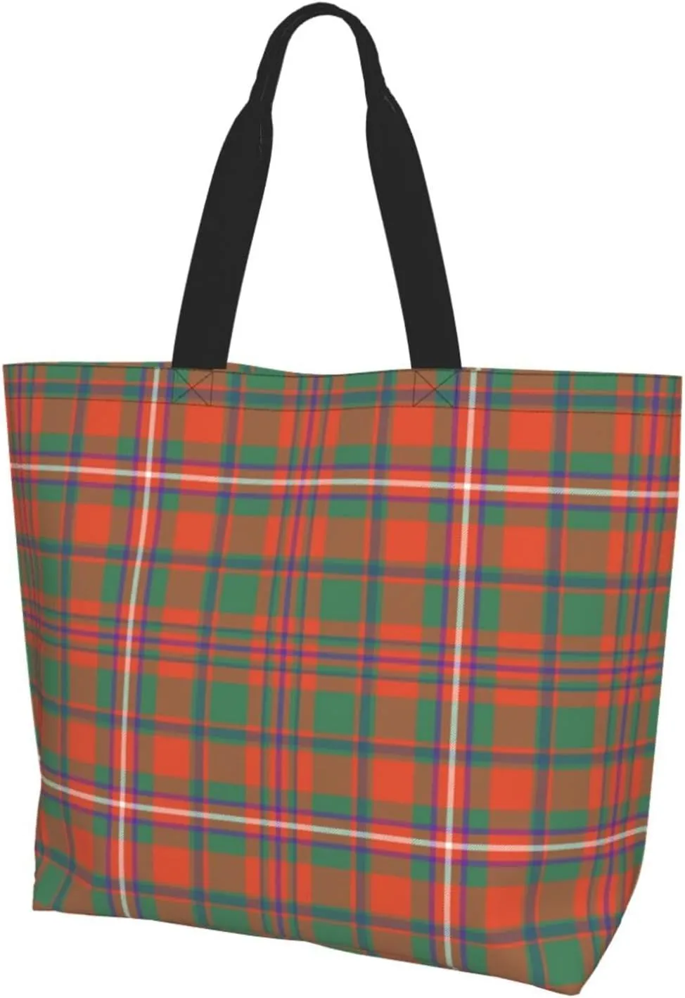 Modern Tartan Tote Bag For Women Weekender Travel Bag Reusable Grocery Bags Large Totes Handbags