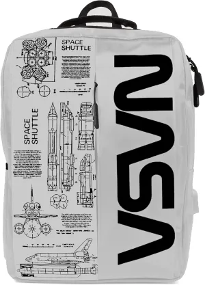 NASA Laptop Backpack For Women And Men - 15 Inch Laptop Bag With USB Port & Elegant Design - Waterproof Backpack With Adjustable Straps (White)