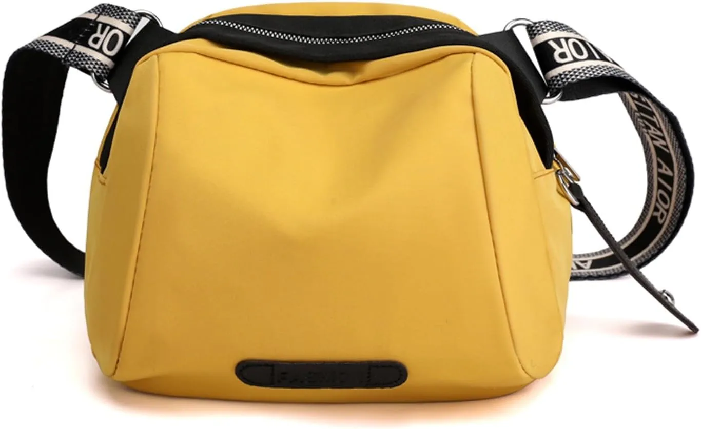 New Fashionable Casual Shoulder Bag Lightweight Nylon Fabric Women Crossbody Bags Mens Messenger Tote (Yellow, One Size)