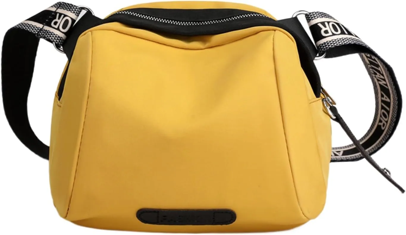 New Fashionable Casual Shoulder Bag Lightweight Nylon Fabric Women Crossbody Bags Mens Messenger Tote (Yellow, One Size)