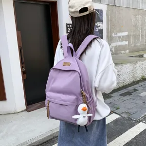 Nylon Backpack for Women Men Cute Pendant Aesthetic Backpack Lightweight Bag 15 Inch Laptop Backpack Casual Backpack (Purple Pendant,Medium)