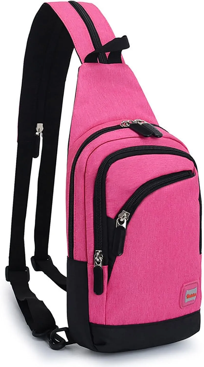 Nylon Pack Trendy Zipper Sling Bag For Outdoor Sports Shoulder Bag Sports Chest Bags Backpack over The (G, One Size)