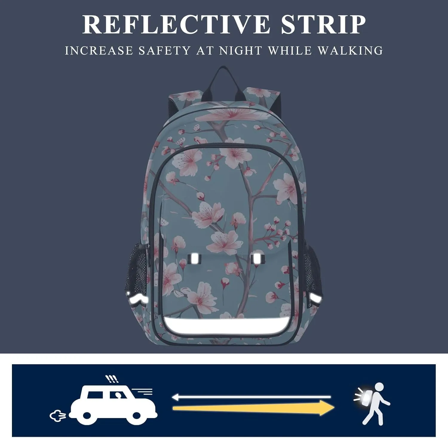 ODAWA Cherry Blossom Flowers Laptop Travel Bag Men Elementary School Backpack for Boys Travel Bags for Teen Girls