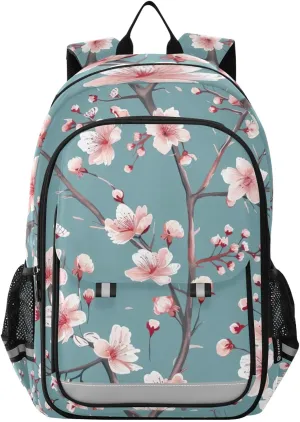 ODAWA Cherry Blossom Flowers Laptop Travel Bag Men Elementary School Backpack for Boys Travel Bags for Teen Girls