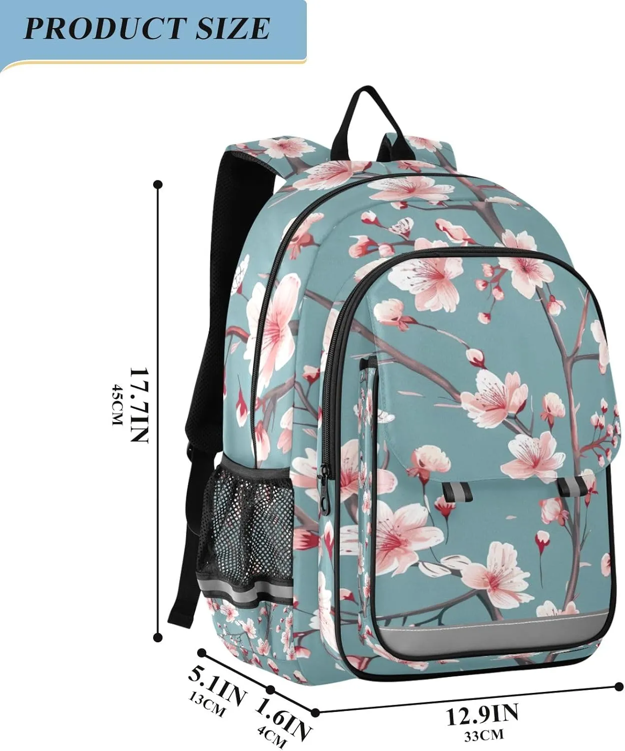 ODAWA Cherry Blossom Flowers Laptop Travel Bag Men Elementary School Backpack for Boys Travel Bags for Teen Girls