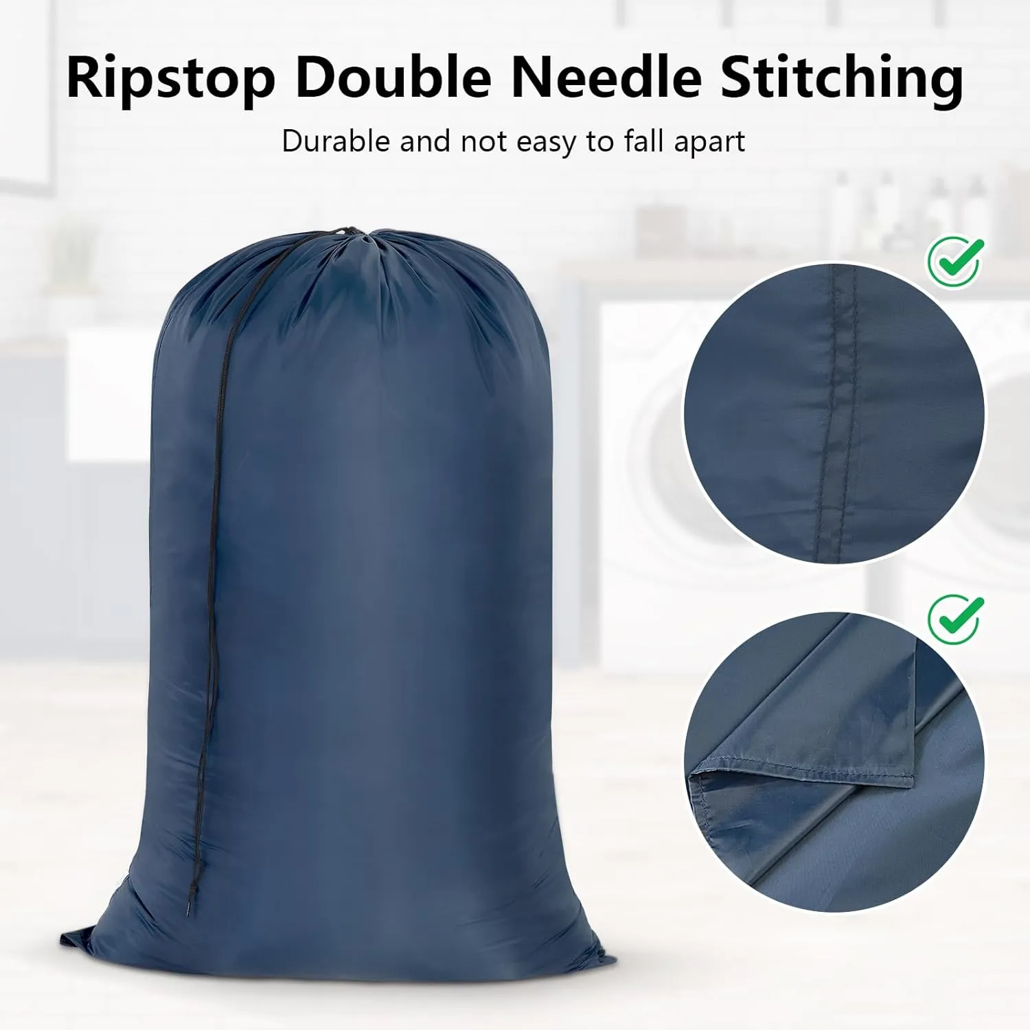 OTraki 2 Pack Extra Large Laundry Bag, 28 x 45 Inch Heavy Duty Laundry Bag Machine Washable Dirty Clothes Organizer Drawstring Hamper Basket Liner Bag for Travel Camp Home Dorm (Navy Blue)