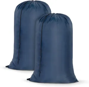 OTraki 2 Pack Extra Large Laundry Bag, 28 x 45 Inch Heavy Duty Laundry Bag Machine Washable Dirty Clothes Organizer Drawstring Hamper Basket Liner Bag for Travel Camp Home Dorm (Navy Blue)