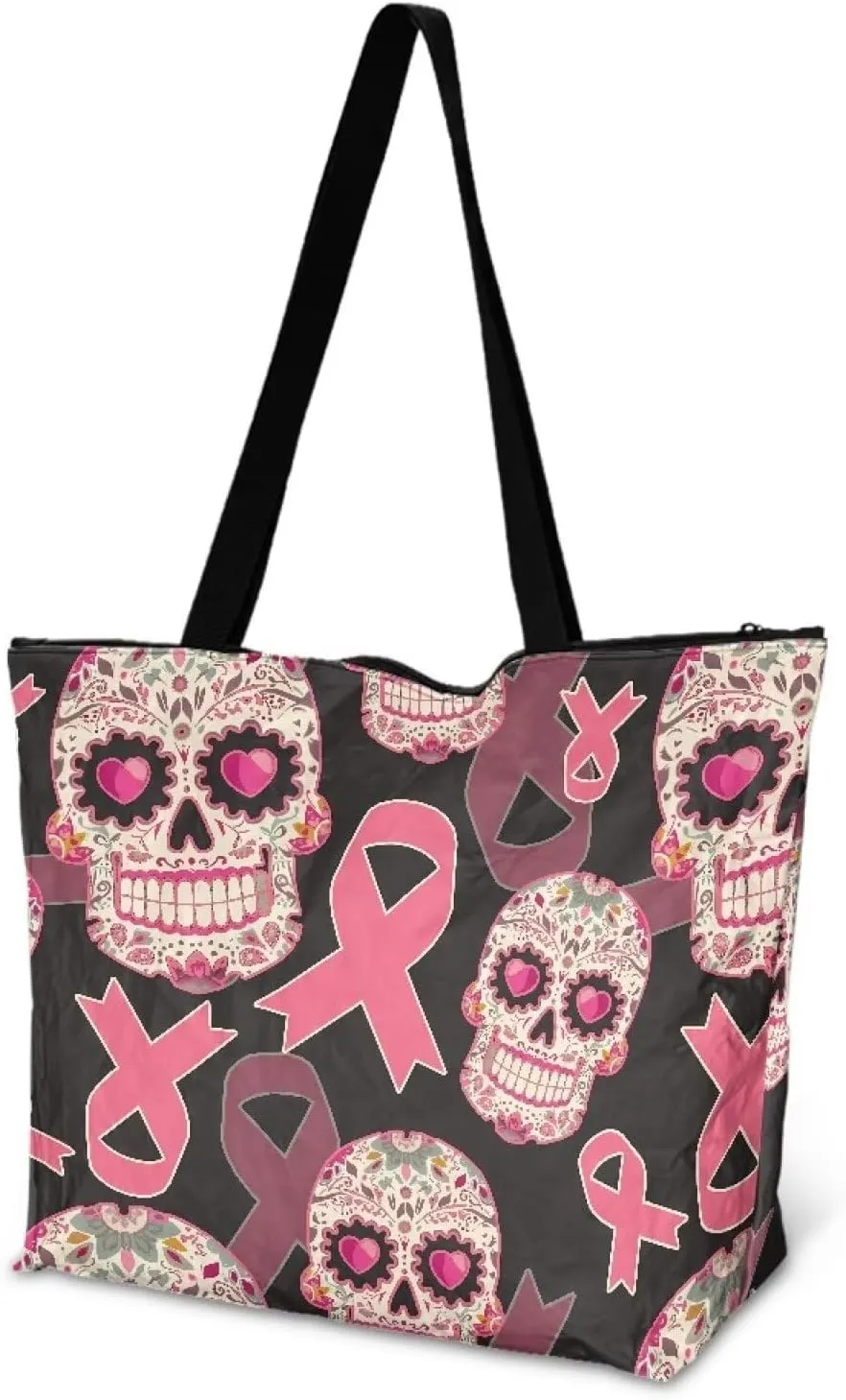 Paper Bag Shoulder Bag with Zippers, Butterfly Flowers Lightweight Large Shopping Beach Totes Bags Book Tote