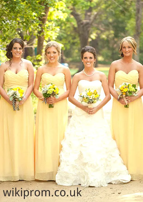Pleated Sweetheart Floor-Length Stylish A-Line Combination Bridesmaid Dresseses Jaidyn SWKP0025531