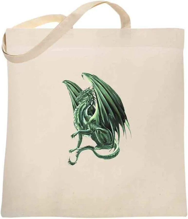 Pop Threads The Green King Dragon by Ruth Thompson Art Canvas Tote Bag