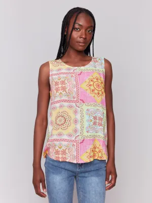 Printed Viscose Sleeveless Top - Carousel