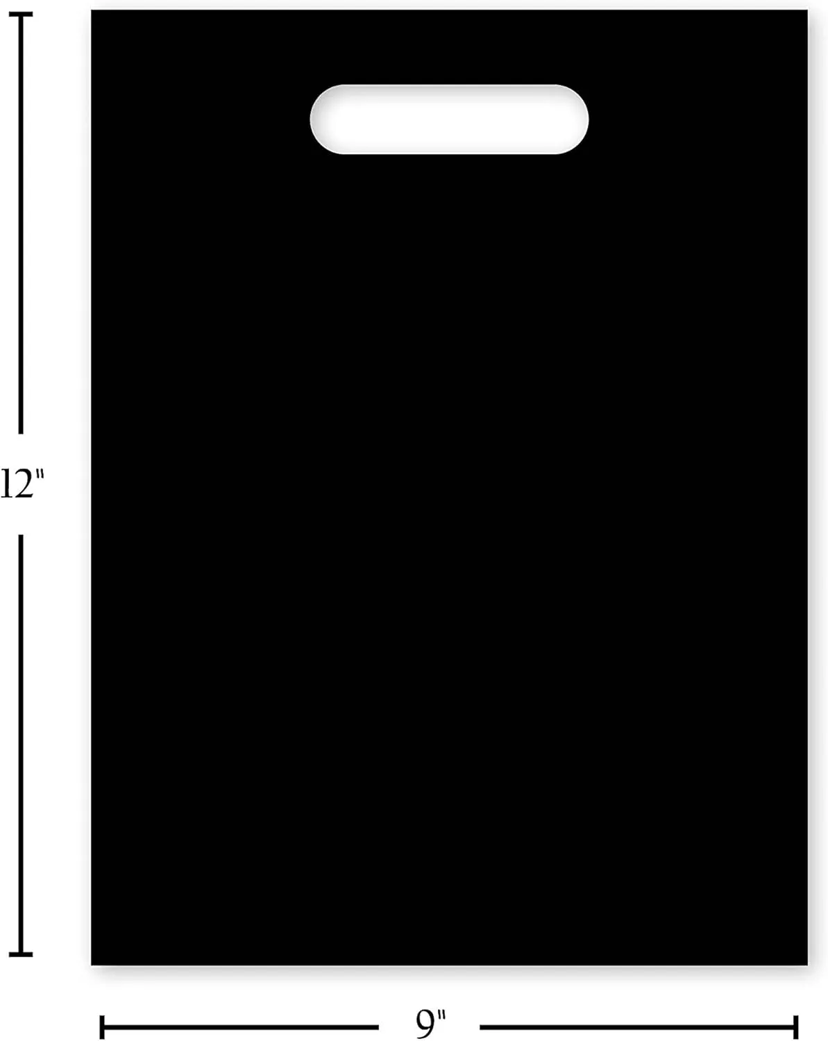 Purple Q Crafts Plastic Bag with Die Cut Handle 9" x 12" Black 100 Pack Plastic Merchandise Bags