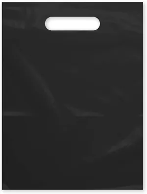 Purple Q Crafts Plastic Bag with Die Cut Handle 9" x 12" Black 100 Pack Plastic Merchandise Bags