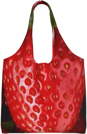Red Strawberry Canvas Tote Bag Aesthetic Large Shoulder Bags Reusable Shopping Bags for Women Grocery Bag Purse