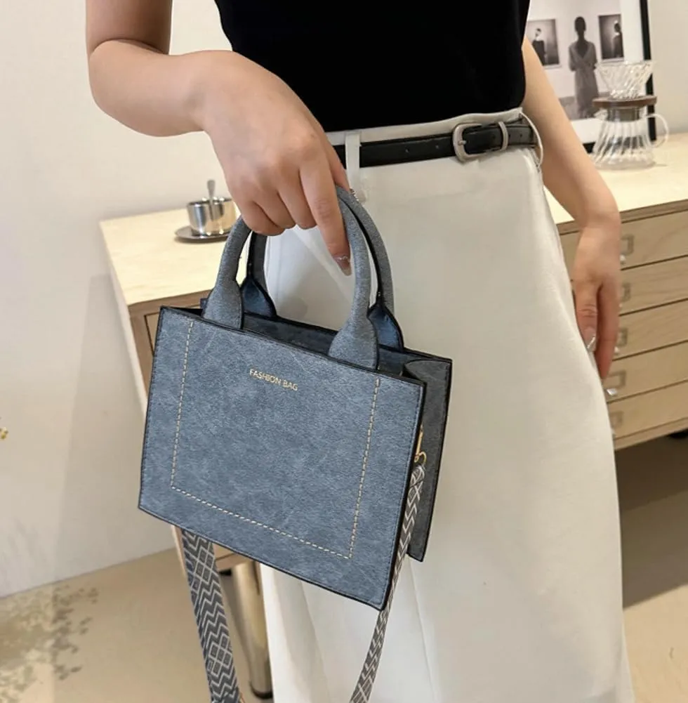 Retro Shoulder Bag for Women Vegan Leather Crossbody Purse Small Square Totes Guitar Strap Handbag Satchel