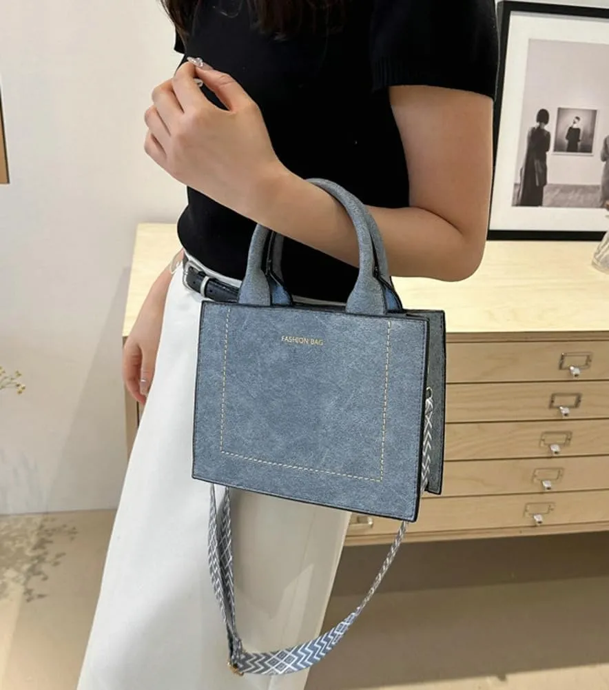 Retro Shoulder Bag for Women Vegan Leather Crossbody Purse Small Square Totes Guitar Strap Handbag Satchel