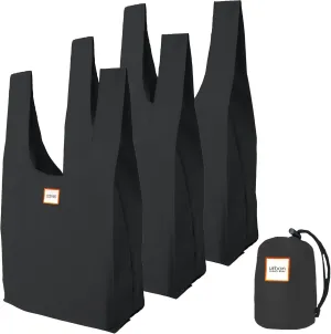 Reusable Shopping Bags, Versatile Grocery Totes, 26' x 12.5', Set of 3, Onyx