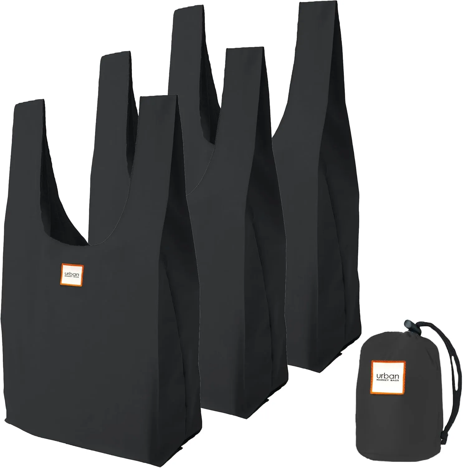 Reusable Shopping Bags, Versatile Grocery Totes, 26' x 12.5', Set of 3, Onyx