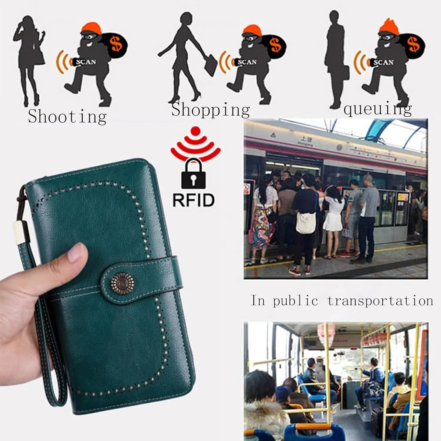 Rfid Wallet Women,2024 New Leather Wallet Wristlet for Women,Zip Around Bifold Large Capacity Rfid Blocking Credit Card Holder Clutch Purses,Travel Wallet for Girls Ladies Mom Women