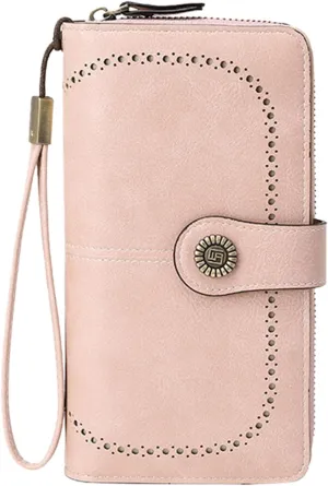 Rfid Wallet Women,2024 New Leather Wristlet Wallets for Women,Large Capacity Bifold Rfid Blocking Zip Around Credit Card Holder Clutch Purses,Travel Wallet for Girls Ladies Mom Women