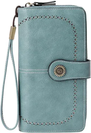 Rfid Wallet Women,Leather Wristlet Wallets for Women,Zip Around Rfid Blocking Bifold Large Capacity Clutch Purses Credit Card Holder,Travel Wallet for Women Ladies Girls Mom