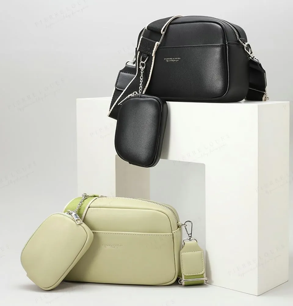 Rungion Casual Crossbody Bags for Women Vegan Leather Phone Purses Small Shoulder Handbags Satchels with Wide Strap