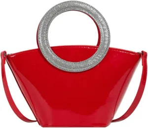 Rungion Women's Bucket Clutch Purse Glossy PU Leather Evening Bags Party Handbag Wedding Y2k Crossbody Shoulder Satchels