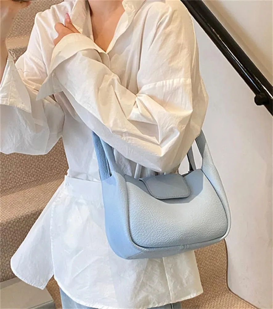 Rungion Womens Trendy Bucket Handbag Purse Small Vegan Leather Shoulder Crossbody Bag Cute Y2k Satchels 2Pcs