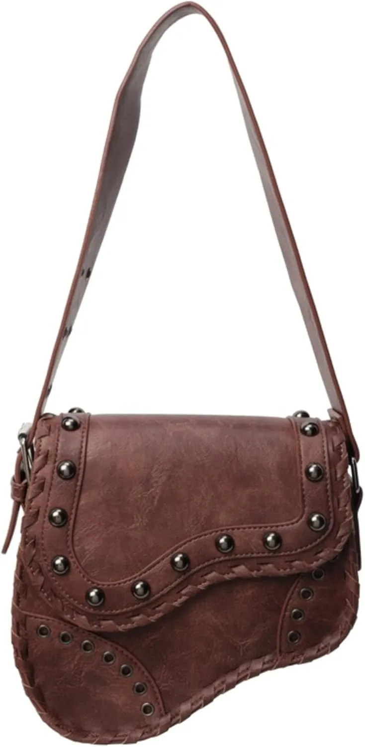 Saddle Bag Studded Purse Y2k Shoulder Bag Fall Vintage Shoulder Purses Punk Cute Purses Cowgirl Streetwear 90s