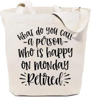 SAUIVD Women's What Do You Call A Person Who Is Happy On Monday Tote Bags Casual Handbag Reusable Shopping Bags