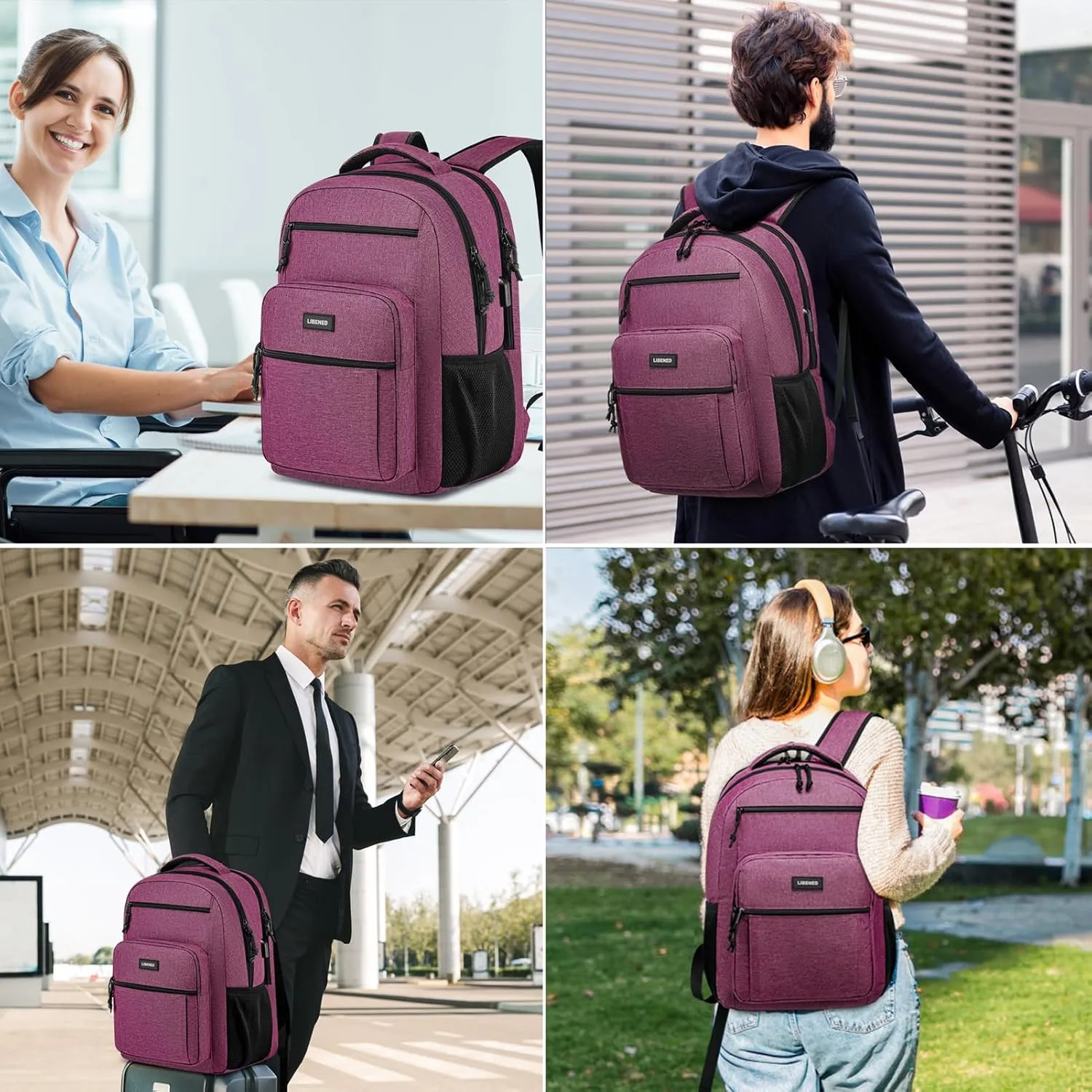 School Backpack for Teens Girls and Boys, Lightweight and Sturdy Bookbag for College with USB Charging Port, Red