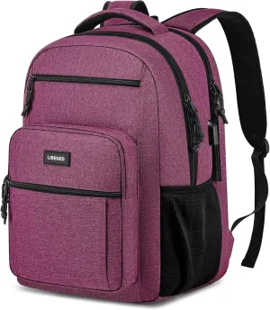 School Backpack for Teens Girls and Boys, Lightweight and Sturdy Bookbag for College with USB Charging Port, Red