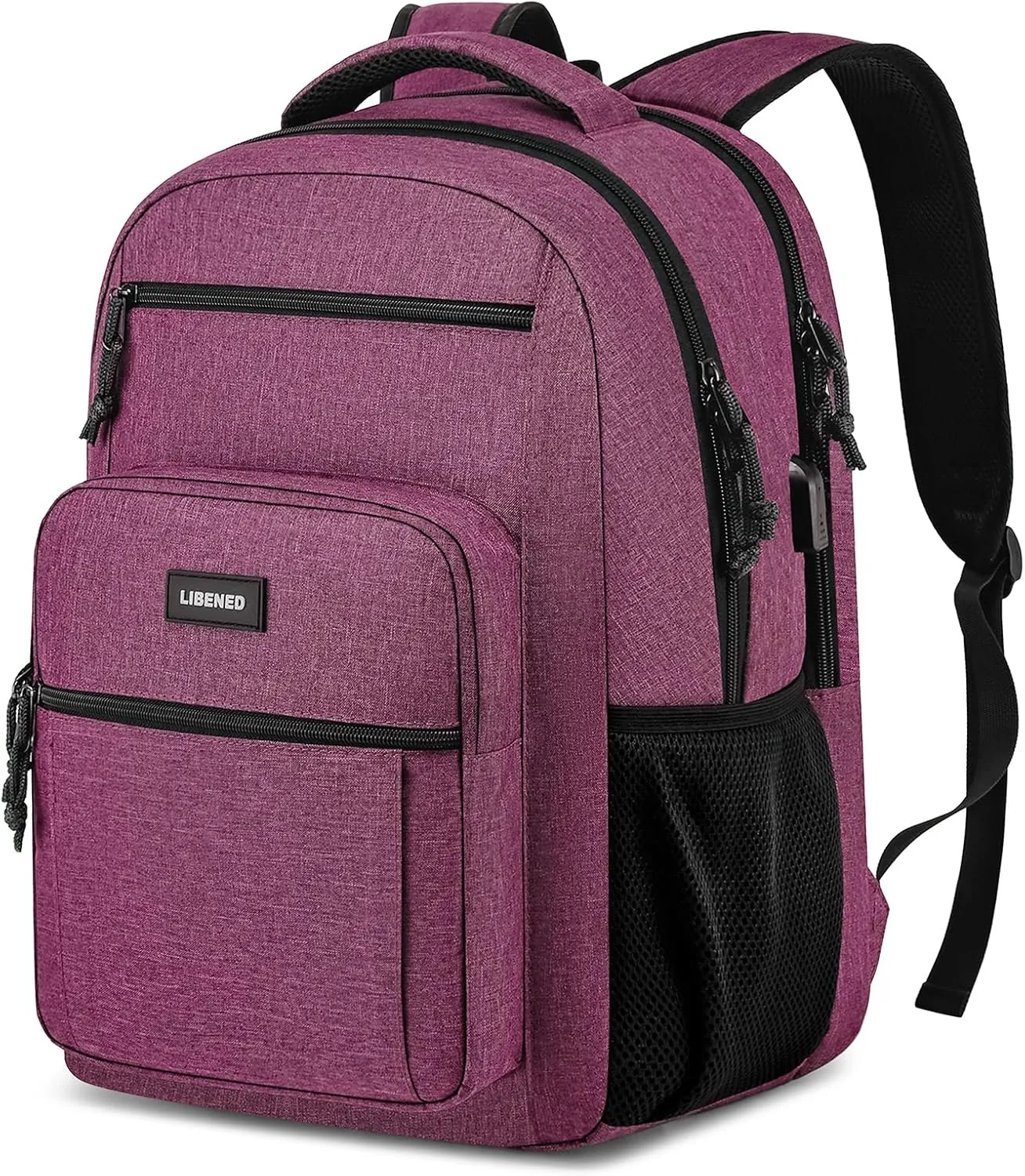 School Backpack for Teens Girls and Boys, Lightweight and Sturdy Bookbag for College with USB Charging Port, Red
