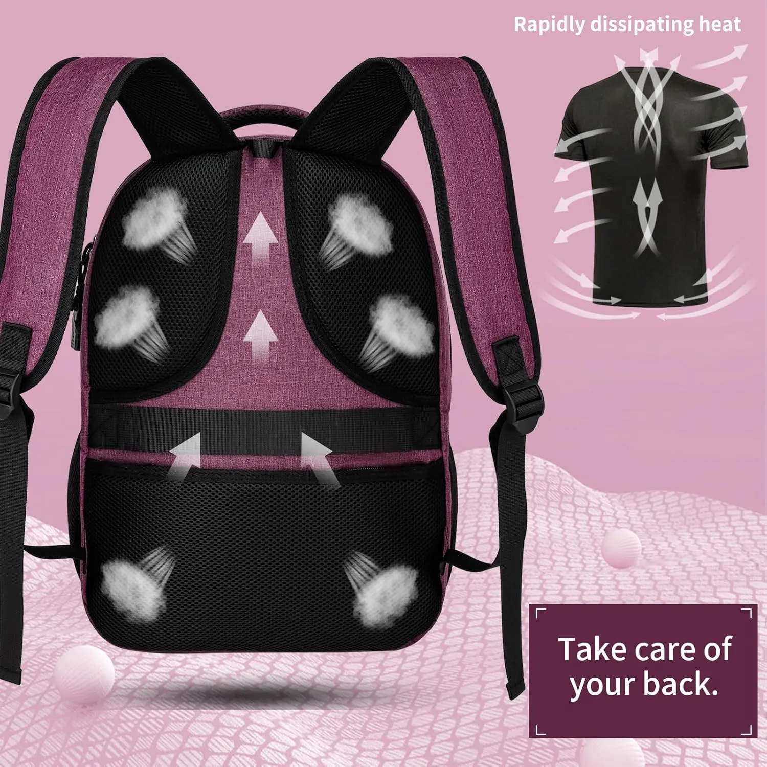 School Backpack for Teens Girls and Boys, Lightweight and Sturdy Bookbag for College with USB Charging Port, Red