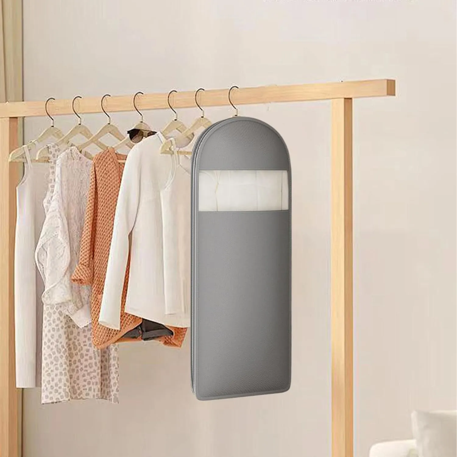 Self Compression Zip Garment Bags - Space Saving Hanging Garment Bag | Hangable Space Saver Dustproof Protective Suit Bags For Jackets Shirts Sweater