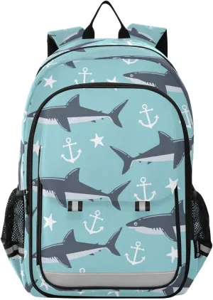 Shark Anchor Blue Ocean Laptop Backpack Purse for Women Men School Bag 17 Inch Bookbag Student Boys Girls Travel Casual Daypack