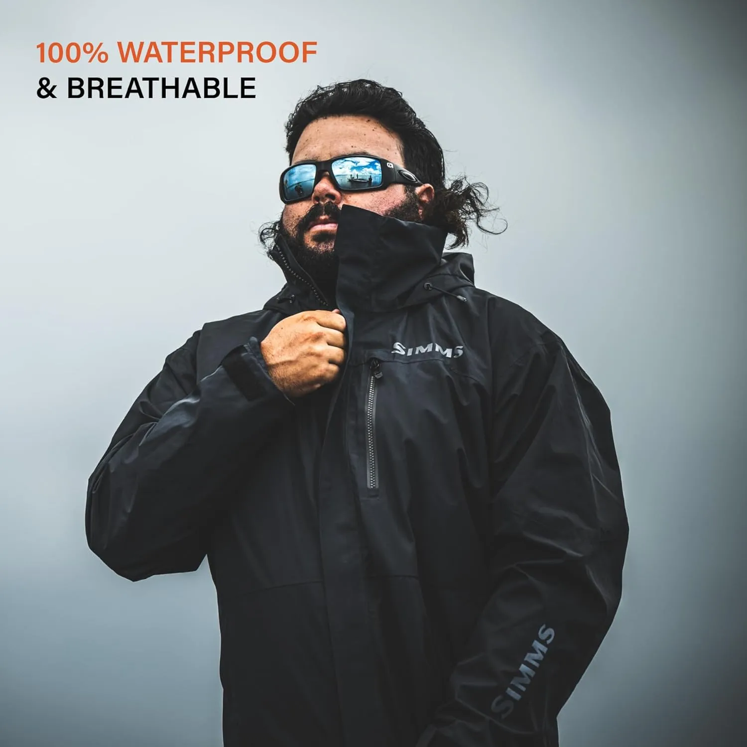 Simms Men's Challenger Waterproof Fishing Rain Coat, Angler's Essential for Wet Weather, Durable and Breathable Design