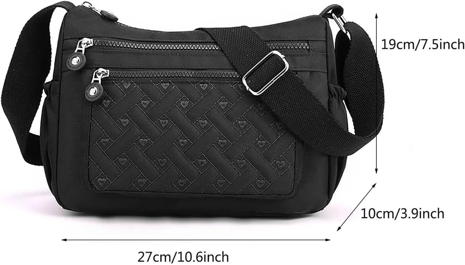 Single Shoulder Women's Bag New Nylon Embroidery Line Bag Canvas Lady's Body Cloth Bags Large Capacity (One Size)