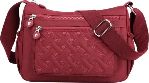 Single Shoulder Women's Bag New Nylon Embroidery Line Bag Canvas Lady's Body Cloth Bags Large Capacity (One Size)