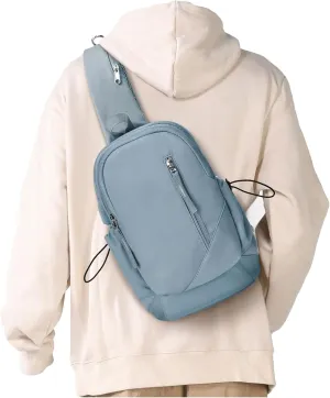 Sling Backpack bag for Men Women, Chest Shoulder Backpack Crossbody Bags, Mini Anti Theft One Strap Motorcycle Backpack Sling Chest Bag for Swimming Diving Outdoor Sports Blue