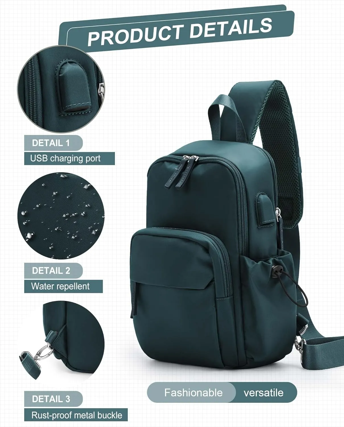 Sling Crossbody Bag for Men Women, Tactical Backpack Shoulder Daypack Mini Anti-Theft Motorcycle Chest Bags, Small One Strap Backpack for Casual Travel Hiking Outdoor Sports Blue