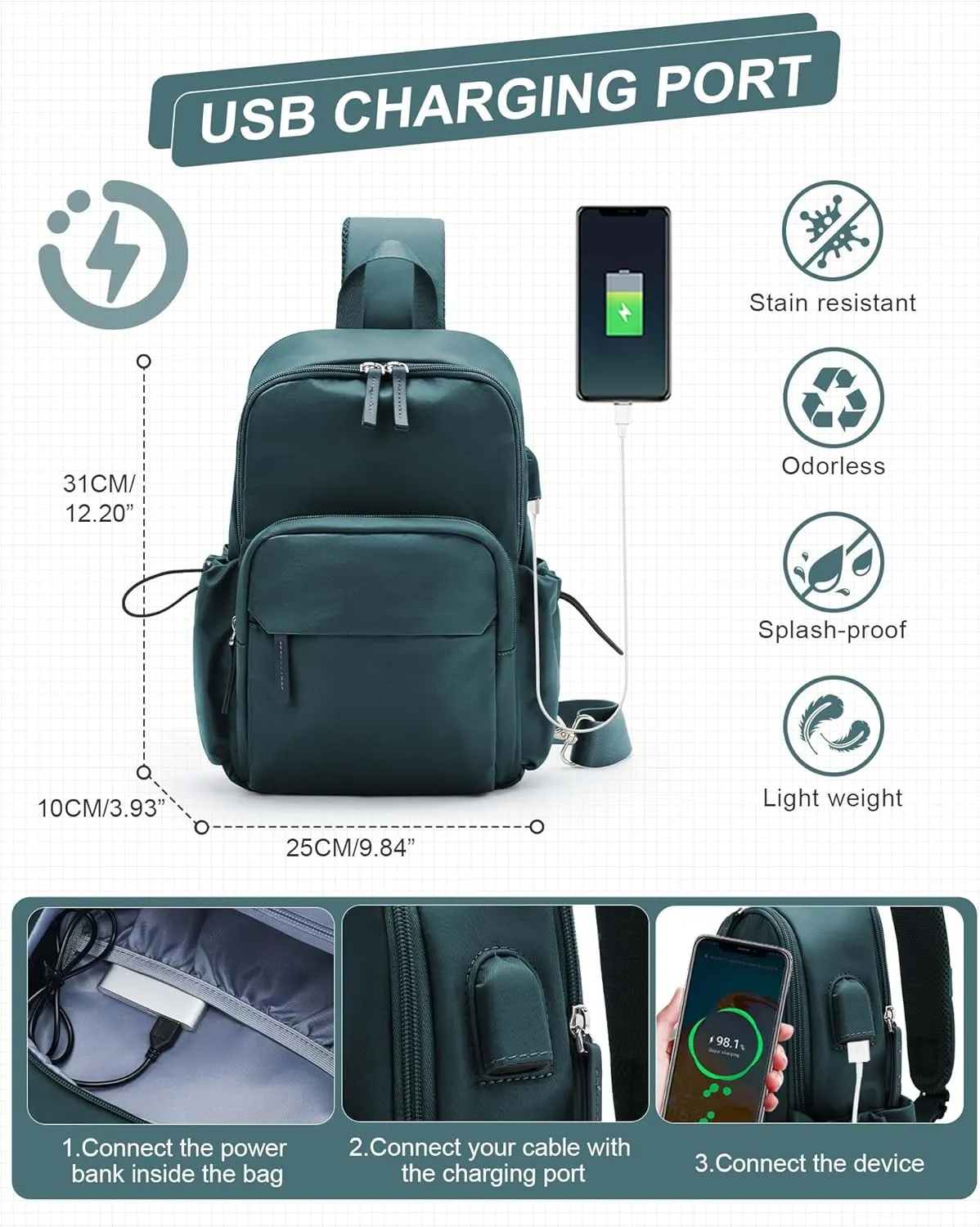 Sling Crossbody Bag for Men Women, Tactical Backpack Shoulder Daypack Mini Anti-Theft Motorcycle Chest Bags, Small One Strap Backpack for Casual Travel Hiking Outdoor Sports Blue