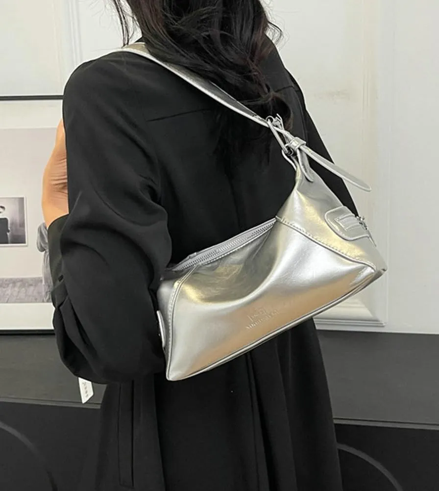 Small Vegan Leather Shoulder Bag for Women Y2k Dumpling Tote Purses Ladies Trendy Handbags Underarm Satchels