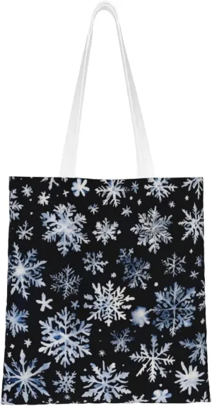 Snowman Stars And Snowflakes Print Totes, Portable Beach Bag,Reusable Grocery Bags Foldable Shopping With Handlesbags