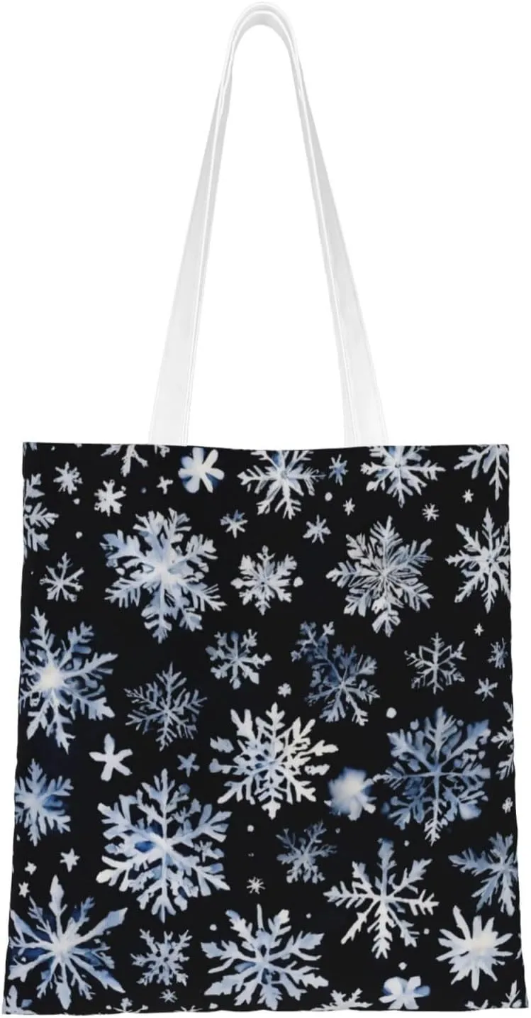 Snowman Stars And Snowflakes Print Totes, Portable Beach Bag,Reusable Grocery Bags Foldable Shopping With Handlesbags