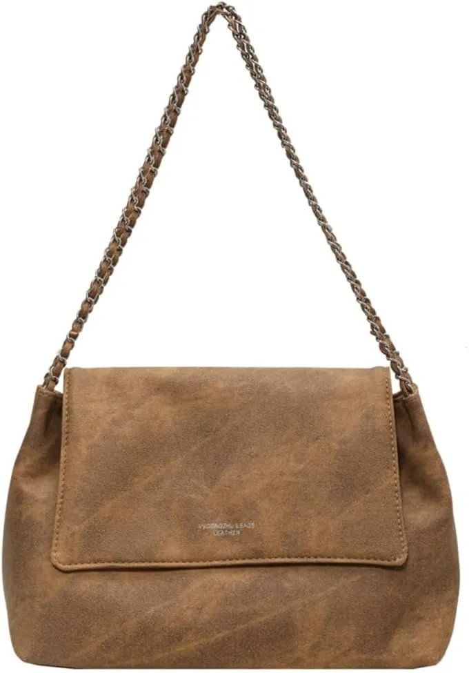 Soft Vegan Leather Shoulder Bag for Women Large Work Tote Purse Trendy Handbags Chain Top Handle Satchels