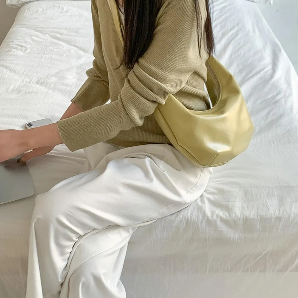 Soft Vegan Leather Shoulder Bag for Women Small Crossbody Tote Bag Ladies Casual Dumpling Handbags Satchels
